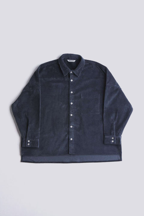 Tahira Shirt blaugrau von Arniko aus Bio-Cord, Frontalansicht