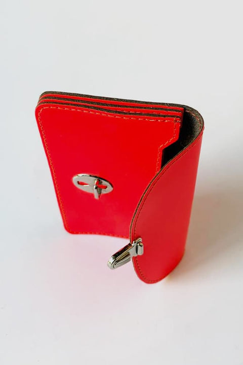 Papoutsi Geldbörse Borsa Small Neonrot – handgefertigtes Leder-Portemonnaie aus Berlin