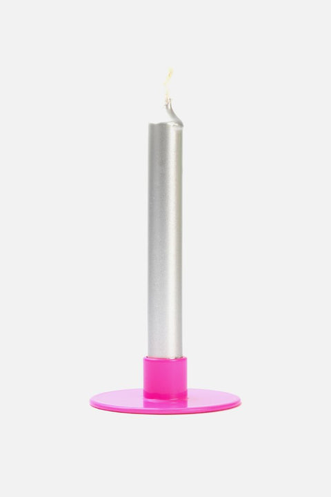 Handgefertigter Neonpink Kerzenhalter aus Stahl – Perfekt für stilvolle Dekorationen