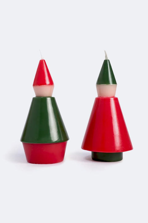 Little Ones Xmas von not the girl who misses much – zwei Kerzen in Rot und Dunkelgrün, Frontansicht