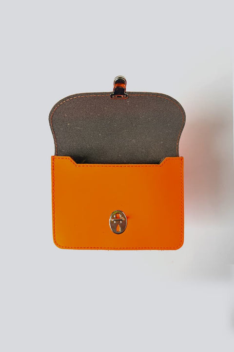 Papoutsi Borsa Geldbörse offen – 7 Kartenfächer und Ziehharmonika-Effekt in Neonorange