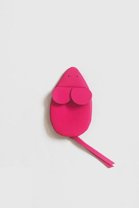 Papoutsi Maus-Portemonnaie in Neonpink aus Rindleder, handgefertigt in Berlin