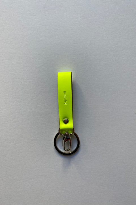 Papoutsi Schlüsselband aus Leder in Neongelb