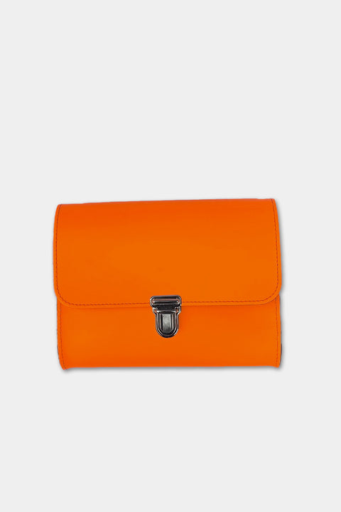 Papoutsi Brottasche in Neonorange - Vintage-Ledertasche