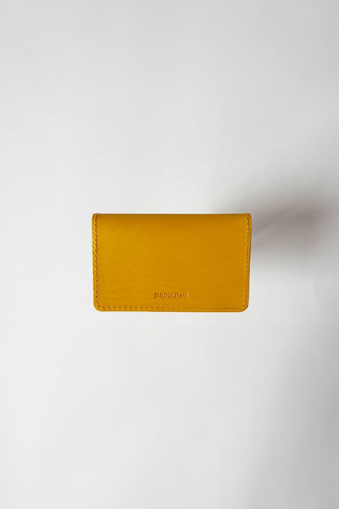 Kleine gelbe Leder Geldbörse BORSA XS mit Ziehharmonika-Design und kompaktem Format 6x10 cm