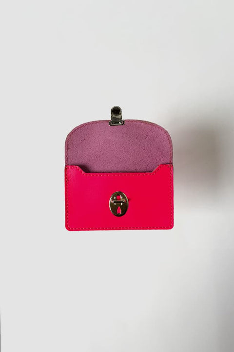 Mini Portemonnaie in Neonpink – BORSA XS aus Leder mit zwei Fächern für Karten und Bargeld
