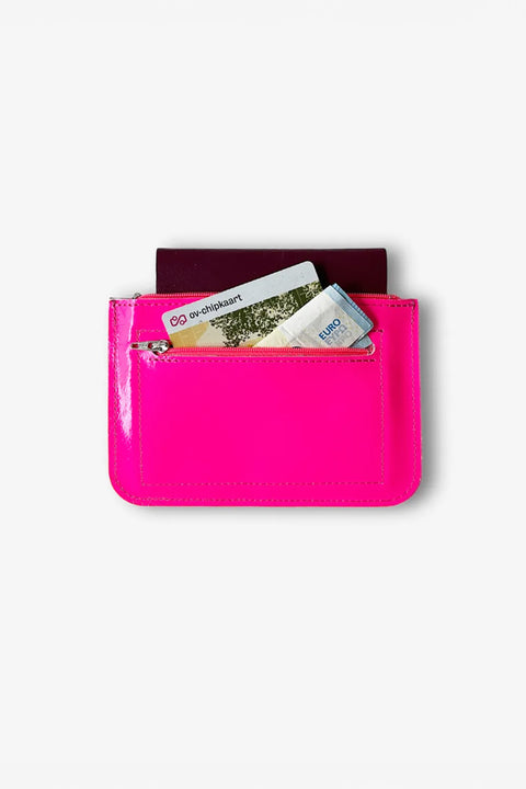 Puc Easy Wallet Fluors in Neonpink aus Rindsleder