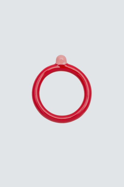 Handbemalter Ring LULU in Rot und Koralle aus Emaille