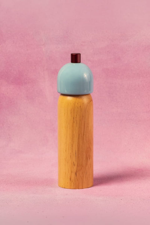 Salz- und Pfeffermühle MÆGEN Sky Blue & Burgundy, 19 cm, nachhaltig zertifiziertes Kautschukholz, Keramikmahlwerk