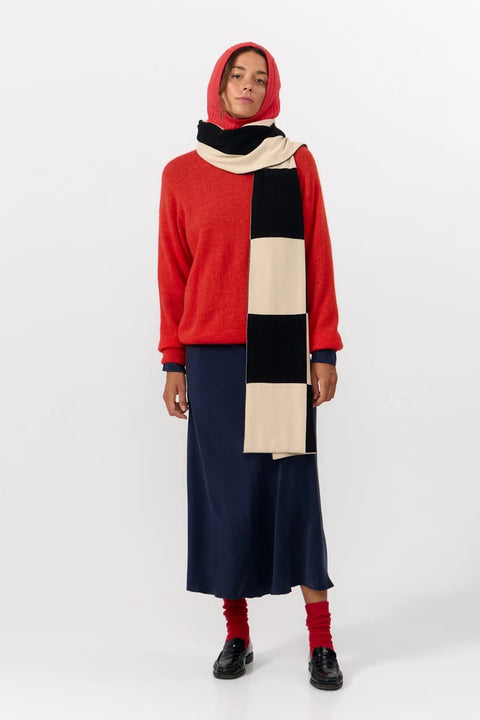 London Scarf Check Black aus Bio-Baumwolle in Schwarz-Creme