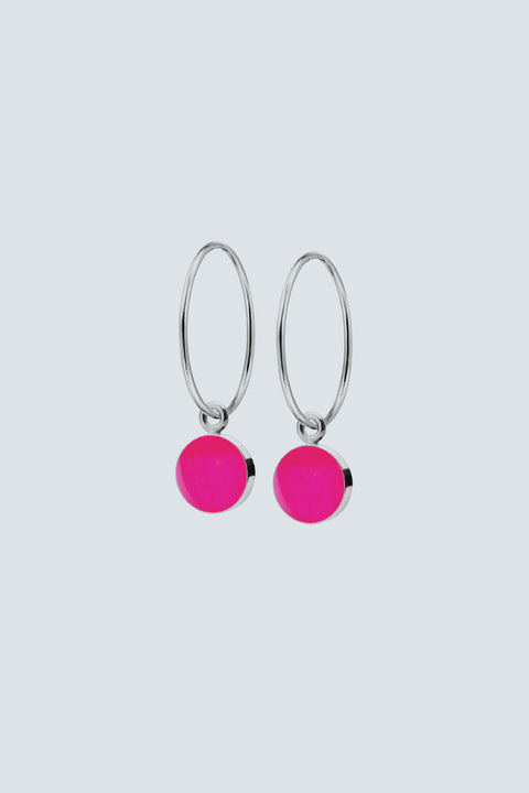 Silber-Ohrringe SPOT von Scherning mit fluoreszierendem Rosa Anhänger