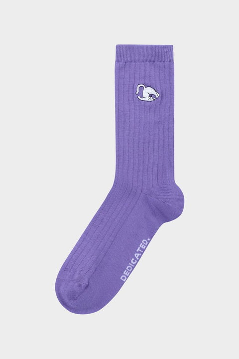 Lila Knöchelsocken mit Paisley-Muster und Stickerei