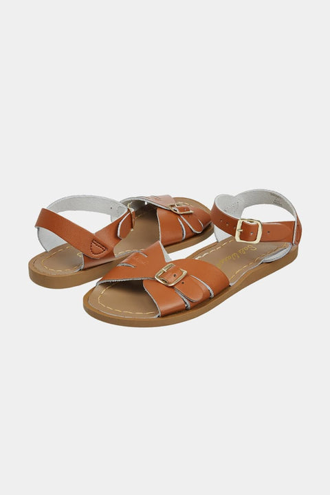 Classic Sandale Salt-Water Sandals Braun, Sohlenansicht, wasserdichtes Leder, pflegeleichte Sandale