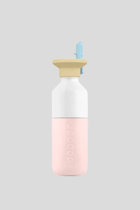 Dopper Steel 350 ml Soft Pink x Flip Straw, Edelstahl-Trinkflasche in Hellrosa mit aufklappbarem Flip Straw Deckel