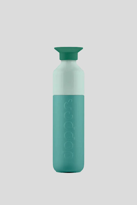 Dopper Steel 490 ml Canopy Green, nachhaltige Edelstahl-Trinkflasche in Grün, 490 ml, dreiteiliges Design, 138 g