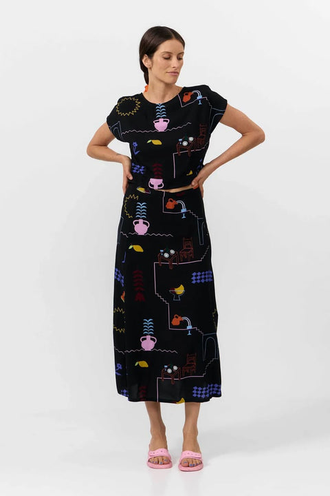 Borneo Skirt, Holiday Print