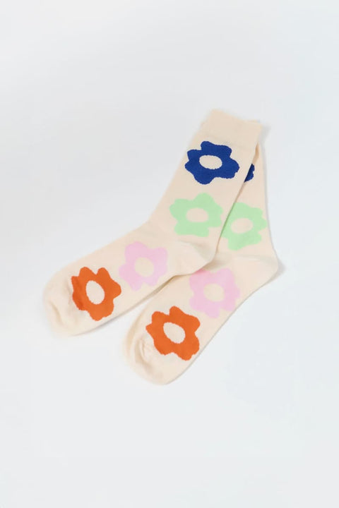Musa Socks Mix von Suite13Lab in Creme mit Print, Mid-calf, Regular Fit