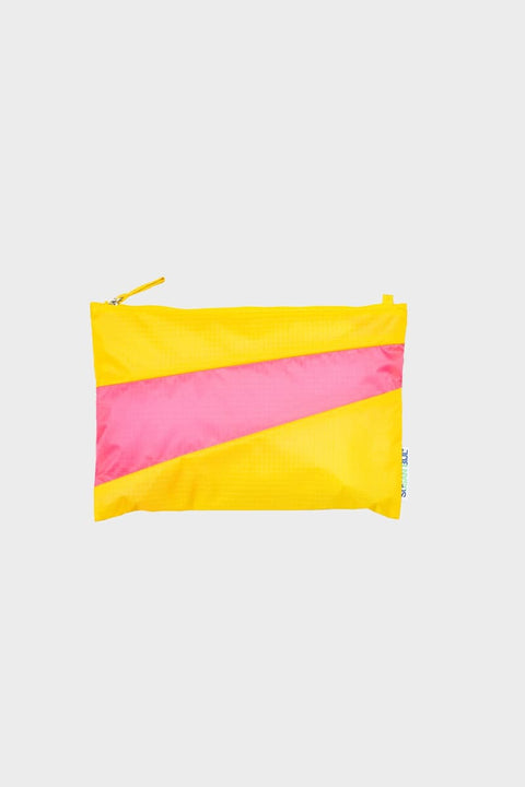 Susan Bijl New Pouch TV Yellow & Fluo Pink Medium Tasche