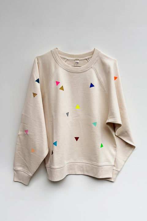 Sweater Cremeweiß Dreieck von POM, Vorderansicht