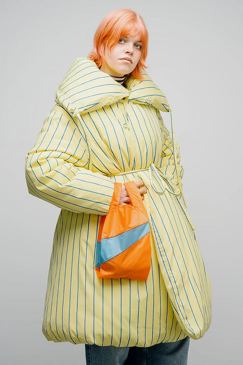 Kleine leichte Einkaufstasche orange hellblau Ripstop Nylon