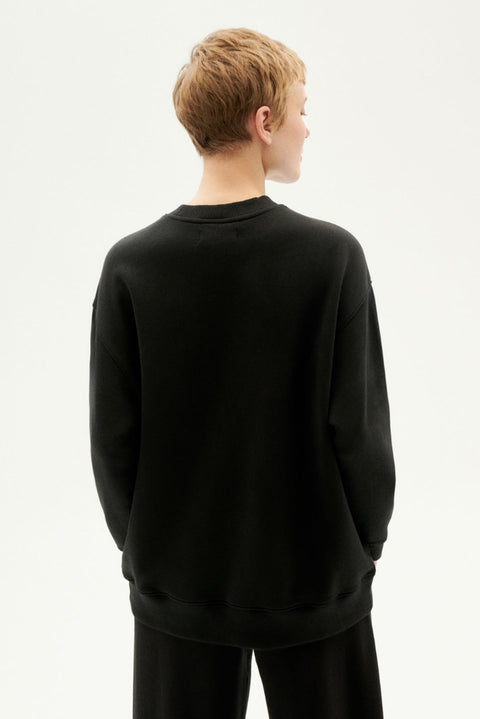 Schwarzes "Vertex Jane" Sweatshirt von Thinking Mu aus 100% Bio-Baumwolle mit buntem Print