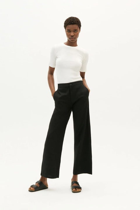 Schwarze Karina Pants von Thinking Mu aus Bio-Baumwolle