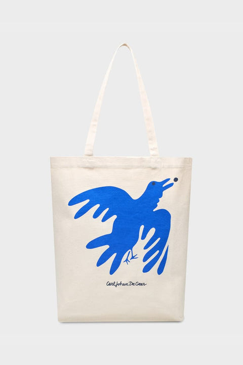 Tote Bag Torekov mit Phoenix-Vogel-Design in Off-White