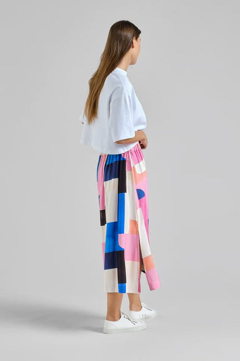 Skirt Viken Abstract Block Multi Color von Dedicated, A-Linien-Rock mittellang, LENZING ECOVERO Viskose