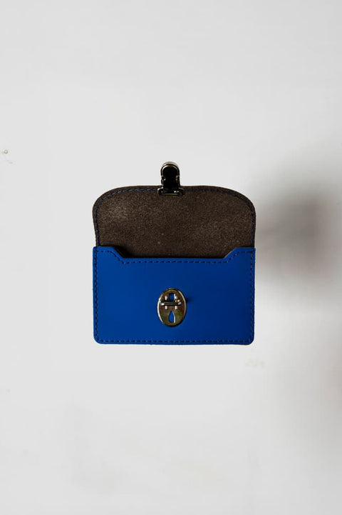 Mini Portemonnaie in Kobaltblau – BORSA XS aus Leder mit zwei Fächern für Karten und Bargeld