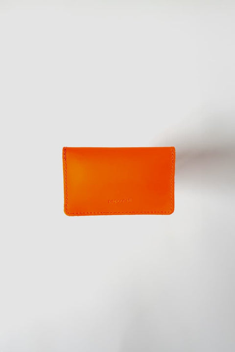 Papoutsi Borsa XS Geldbörse geschlossen – 6 x 10 cm, Neonorange Leder