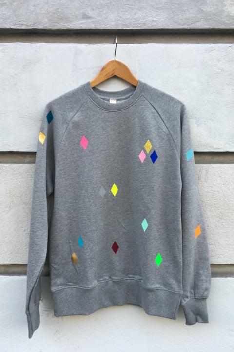 POM Pullover Sweater Rauten Grau