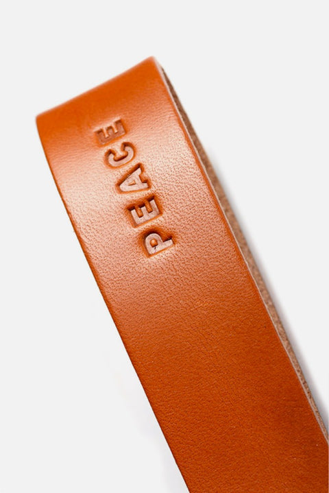 Schlüsselband aus Leder in Cognac-Farbe