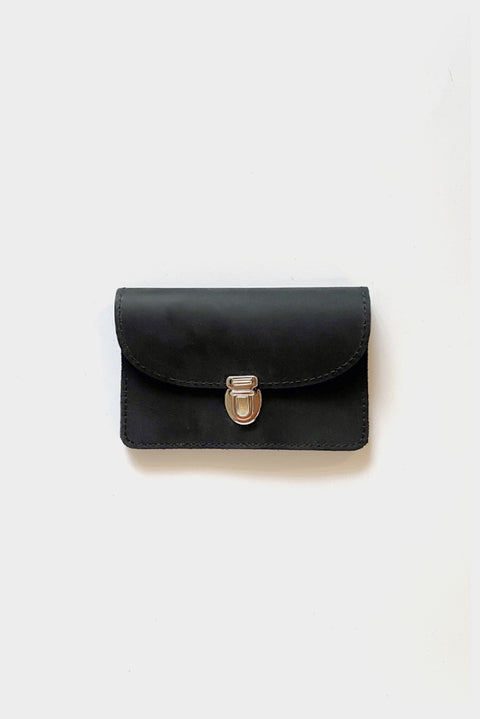 Klassische Leder-Geldbörse in Schwarz (Matt), SMALL
