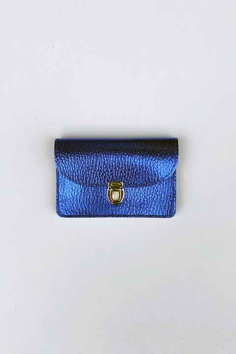 Papoutsi Portemonnaie BORSA in Metallic-Blau, aus Rindleder