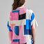 Dedicated Shirt Alsvik mit geometrischem Abstract Block Print in Rosa Creme Kobaltblau Navy und Orange