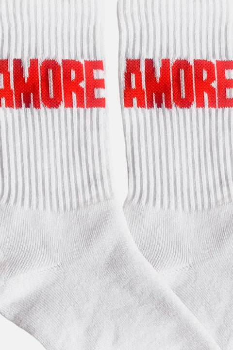 Socken AMORE Rot/Weiß NAVUCKO, Paar nebeneinander, zwei Größen 35-38 und 39-42, weiches Bio-Baumwollmaterial