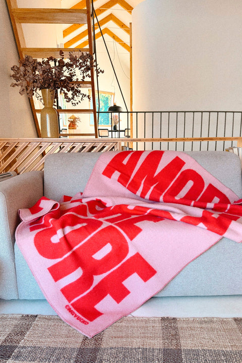 NAVUCKO Wolldecke AMORE, Farbvariante Rosa/Rot, 130x200cm