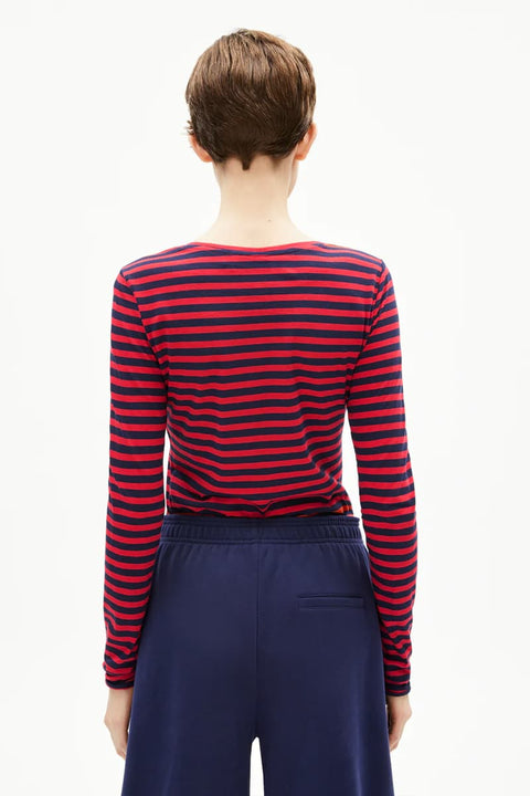 Gestreiftes Damen Longsleeve in Rot und Blau