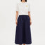 Poplin A-Line Midi Skirt von ARMEDANGELS in Tinted Navy Dunkelblau, Regular Fit, A-Linie, Mid Waist elastischer Bund