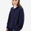Dunkelblaue Strickjacke Selmaa aus Bio-Woll-Mix mit Rundhals