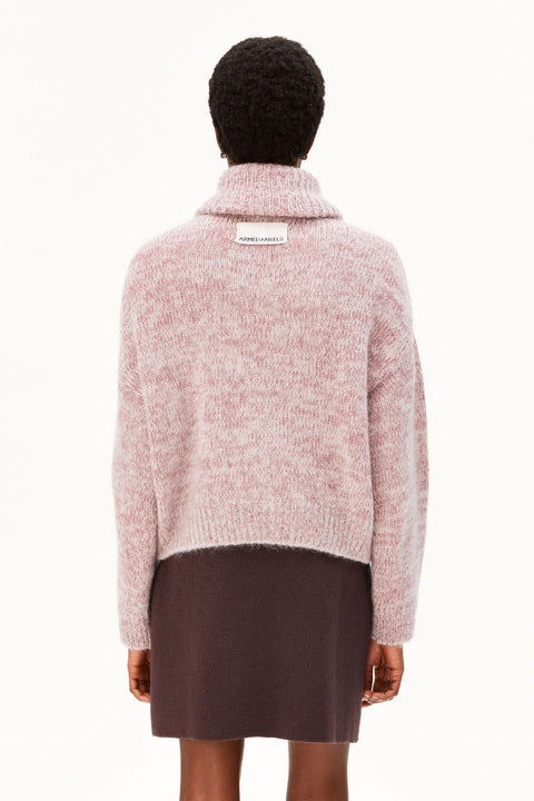 Oversize Strickjacke mit Knopfleiste und Mock-Ausschnitt, Rückansicht