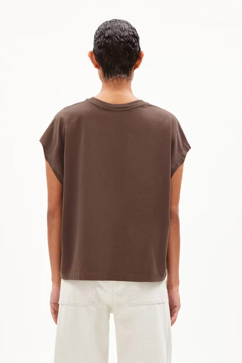 Braunes Bio-Baumwoll-T-Shirt mit Rundhalsausschnitt