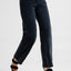 ASH Barrel Leg Cordhose von DAWN in Dark Navy, Detailansicht der mittelhohen Taille