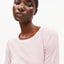 Langarmshirt für Damen in Hellrosa mit Slim Fit und Rundhalsausschnitt