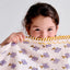 Baby Cotton Neck Scarf Purple Cream White with Fruit Motifs