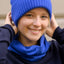 Danewarm Thoughts Beanie Danefae Blau – Detailansicht gleichmäßiges Strickbild in sattem Blau