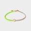 Armband Smile it's your Birthday 7 von Blush Indigo, zweifarbig in Greige und Neon Grün mit Smiley-Perle und goldenen Akzentperlen