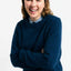 Detailansicht Rundhalsausschnitt und Strickstruktur, Babol Jumper blau