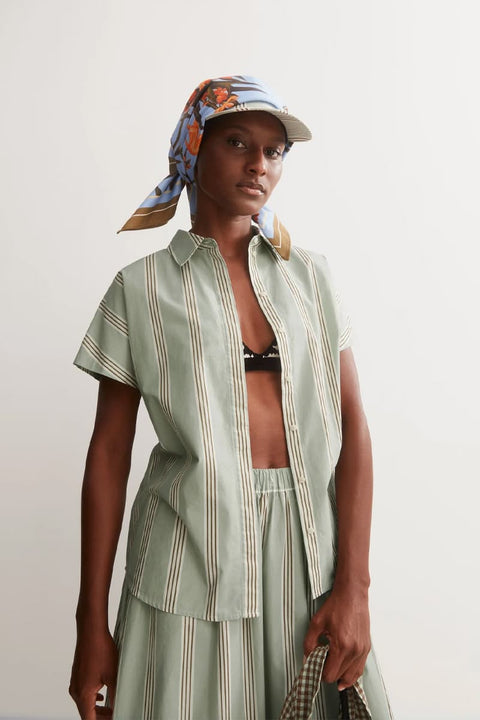 Bio-Baumwollbluse für Damen in gestreiftem Design