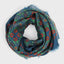 Blauer Wollschal aus 100 % Wolle mit Blumenmuster